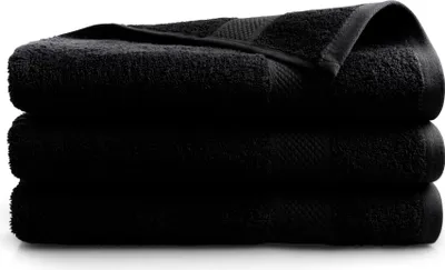 Produktbild von DoubleDry Premium Handtücher Set - 3 Stück 70 X 140 cm Baumwolle - 500 g/m² - Weich & Saugstark -  Badetuch badehandtücher Große Handtuch (Schwarz)