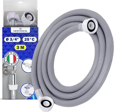 Produktbild von Wasserzulaufschlauch 3 m, mit geradem und gebogen Sicherheitsventil, Ø 3/4 Zoll, für Küche