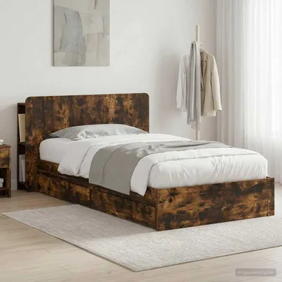 Productafbeelding van Maison Exclusive - Bedframe met opbergruimte, gerookt eikenhout, 75 x 190 cm