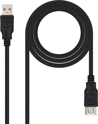 Image de Câble d'extension USB 2.0 Nanocable 10.01.0202-BK/ USB mâle - USB femelle/ 1m/ Noir