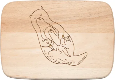 Produktbild von Mr. & Mrs. Panda Schneidebrett Holz Otter Kind - Transparent - Geschenk, Mutter, Holzbrett, küchenholzbrett, vesperbrettchen, Frühstücksbrettchen, Baby, Tochter, Seeotter