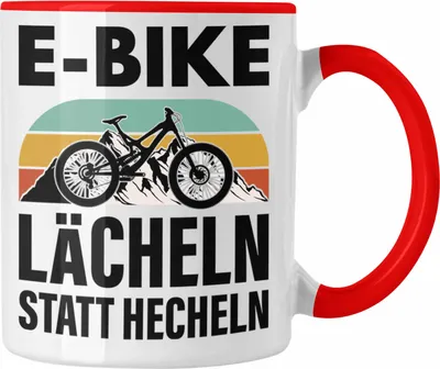 Produktbild von Trendation - Elektrofahrrad E-Bike Tasse mit Spruch Geschenk Ebike Lustige Geschenke Kaffeetasse Rentner (Rot)