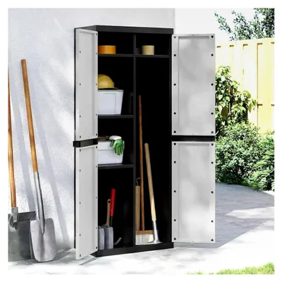 Produktbild von Gartenschrank in Grau und Schwarz 65x37x165 cm