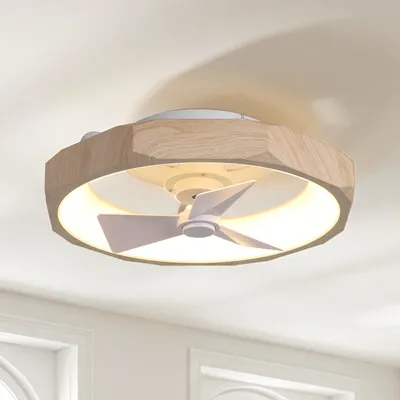 Produktbild von Parrot Uncle Deckenventilator mit Beleuchtung und Fernbedienung, 48 cm LED Holzoptik, dimmbar, 3 Lichtfarben, 6 Stufen, DC-Motor, leise