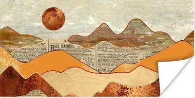 Produktbild von MuchoWow® Poster Vintage - Zeitung - Bronze - Abstrakt - Landschaft - Farben 80x40 cm - Wanddeko