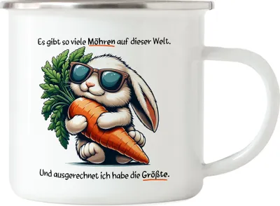 Produktbild von Es gibt so viele Möhren Hase Emaille Tasse Geburtstag Vatertag Fun