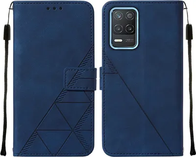 Obrázek produktu pro Flipové kožené pouzdro pro OPPO Realme 8 5G / Realme V13 5G / Narzo 30 5G peněženkový design pouzdro s embosováním, držákem karet a stojánkem modré