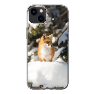 Produktbild von MuchoWow® Handyhülle Schutzhülle Hülle für iPhone 13 Fuchs - Schnee - Baum Silikon Softcase Handy Hülle - Karteninhaber