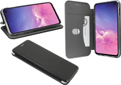 Produktbild von cofi1453® Buch Tasche "Elegance" kompatibel mit SAMSUNG GALAXY S10e (G970F) Handy Hülle Etui Brieftasche Schutzhülle mit Standfunktion, Kartenfach Schwarz