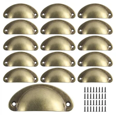 Produktbild von 16 Muschelförmige Griffe, halbrunde Retro-Küchenschranktürgriffe und -knöpfe, Möbel-Kommodentürgriffe