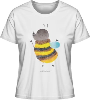 Produktbild von Mr. & Mrs. Panda Damen T-Shirt Hummel flauschig Größe M - Weiß - Geschenk, Oberteil, Basic, Blume, Lustige Sprüche, Kurzarmshirt, Biene, Shirt, Natur