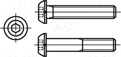 Zdjęcie produktu dla 100 sztuk śruby sześciokątnej z łbem: kulisty, M4x20, gwint 0,7 mm, klucz sześciokątny 2,5 mm, M4X20/ISO7380-1-A2