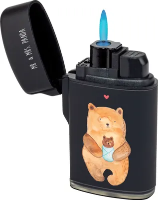 Produktbild von Mr. & Mrs. Panda Feuerzeug Bär Baby - Schwarz - Geschenk, Geburtstag, Glückwunsch, anzünder, Nichte, zigarettenanzünder, Feuerzeuge, Zünder, Taufe, Geburt, Teddy
