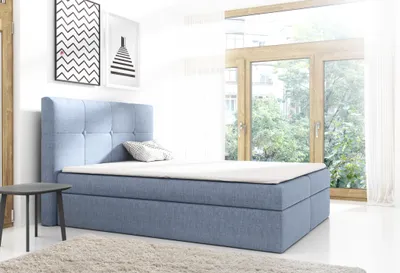 Produktbild von Boxspringbett LINGO , Pocket Matraze Topper , 180 x 200 cm , ( Blau - Inari 81 )