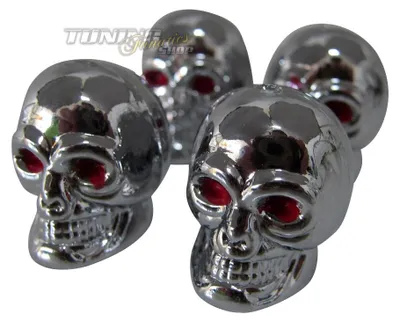 Produktbild von 4x Ventilkappen Ventile Kappe Deckel TOTENKOPF CHROM SET für viele Fahrzeuge