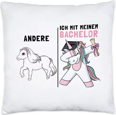 Produktbild von Andere Ich Mit Meinem Bachelor Kissen Inkl. Füllung Einhorn Pferd Abschlussgeschenk Studium Humorvoll