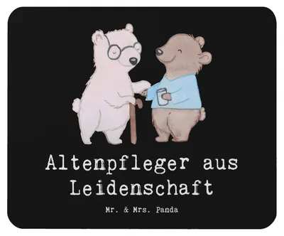 Produktbild von Mr. & Mrs. Panda Mauspad Altenpfleger Leidenschaft - Schwarz - Geschenk, Lustig, pc, Mousepad, Spruch, Beruf, laptop, Witzig, Mouse Pad