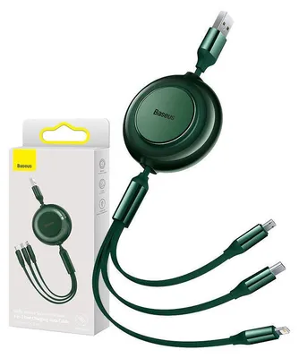 Produktbild von Baseus Bright Mirror 2, USB 3-in-1 cable for micro USB / USB-C / Lightning 3.5A 1.1m (Green)