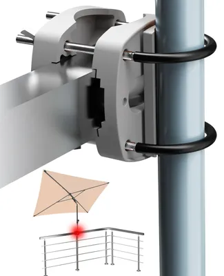 Produktbild von Lindenstein Sonnenschirmhalter Balkongeländer, Anthrazit - Funktionale Sonnenschirmhalterung für Balkon, flexibel montierbar und platzsparend
