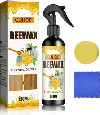 Produktbild von Möbelpflege Bienenwachs Spray, mit Schwamm und Reinigungstuch, Möbelpflegemittel, Bienenwachs Möbelpflege Politur Möbelwax Holzpflege, 120 ml
