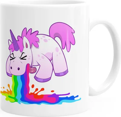 Produktbild von Kaffee-Tasse kotzendens Einhorn Brechend einfarbig MoonWorks® weiß unisize