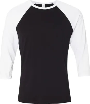 Productafbeelding van Canvas heren baseball T-shirt, 3/4 mouwen, model BC1332 (maat XS) (zwart/wit)