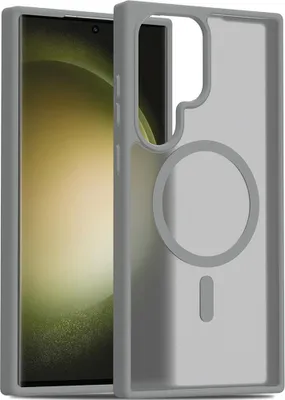 Image de Etui magnétique pour Samsung Galaxy S23 Ultra, compatible MagSafe, dos translucide mat, résistant aux chocs Gris