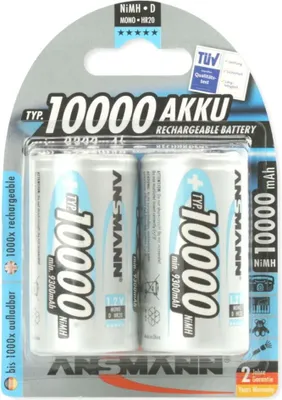 Image de ANSMANN - Batterie 2 x D - NiMH - (rechargeable) - 10000 mAh