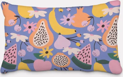 Produktbild von SCHÖNER LEBEN. Kissenhülle aus Baumwolle Retro Pop Obst Blumen lila b Größe 60x80cm (HxB) 60x80cm (HxB) Größe