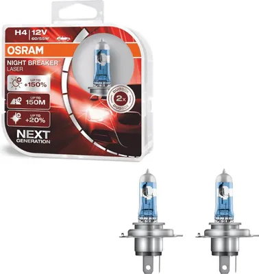Zdjęcie produktu dla Osram Night Breaker Laser, 75 W, 12 V, H4, Halogen, 2 szt.