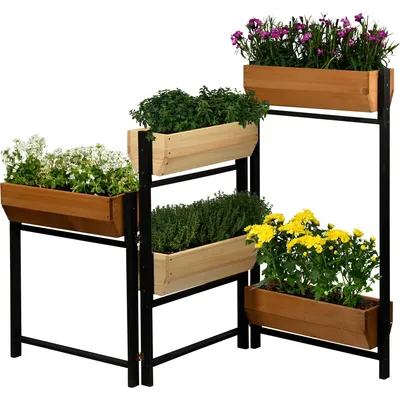 Produktbild von dobar Vertikalbeet "Flexi" mit 5 Stufen, flexibles Hochbeet aus Holz, 165 x 18 x 105 cm, Kiefer