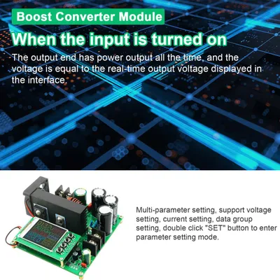Zdjęcie produktu dla Konwerter podwyższający napięcie 900 W, moduł napięcia stałego, wejście DC 9–60 V, DC 10–120 V, wyjście maks. 15 A, precyzyjny regulator transformatora z 1,77 cala