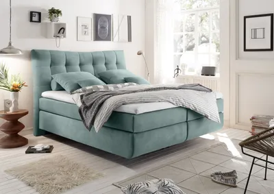 Produktbild von Boxspringbett MALIBU3 180cm blau aqua Funktionspolsterbett Polsterbett Schlafzimmer