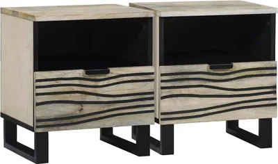 Imagen del producto de Mesa de noche 2 uds. Blanco 40 x 33 x 46 cm