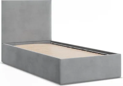 Produktbild von Modernes Polsterbett PAOLA 90x200, Einzelbett ohne Stauraum mit Holzlattenrost Grau