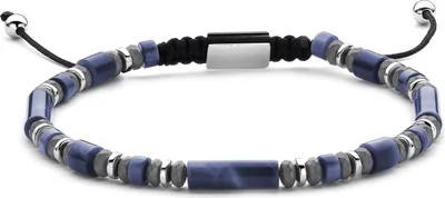 Produktbild von 7FB-0835 – Frank 1967 – Heren Armband – Kralenarmband – Lapis & Hematiet – Zilverkleurig