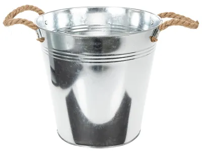 Produktbild von Glänzender Blecheimer Ø25cm mit Seilgriffen - Dekoration, Übertopf, Blumeneimer