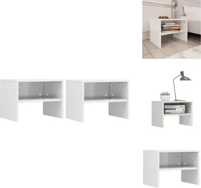 Obrázok produktu pre vidaXL Nočné stolíky 2 ks. Vysokolesklý biely 40x30x30 cm materiál na báze dreva - Nočné stolíky