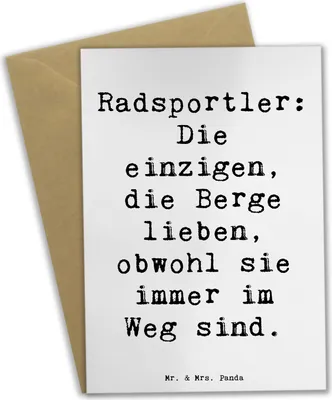 Produktbild von Mr. & Mrs. Panda Glückwunschkarte Spruch Radsport Berge - Weiß - Geschenk, osterkarte, Sportler, Gemeinschaft, weihnachtskarten, Geschenke, Ausdauer, Rennradfahrer