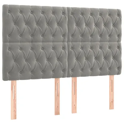 Produktbild von Kopfteile 4 Stk. Hellgrau 72x7x78/88 cm Samt