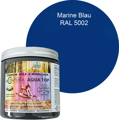 Produktbild von Contura 250ml. Möbellack Lack für Kinderspielzeug Buntlack DIN EN71/3 Buntlack Holzlack - RAL 5002 Marine Blau