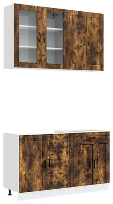 Produktbild von vidaXL Kücheneinheit PORTO 4 pcs Geräucherte Eiche Holzwerkstoff