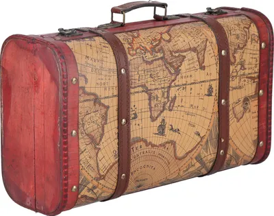 Obrázek produktu pro Vintage kufr přenosný kompozitní dřevo mapa vzor design Vintage skladování truhla