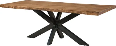 Image de MASSIVMOEBEL24 | FREEFORM 5 Table de salle à manger en sheesham - décapé / naturel - pieds en X anthracite mat 200x100