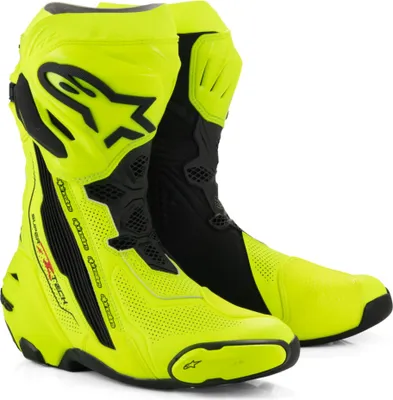 Image de Chaussures SUPERTECH R VENTED, ALPINESTARS (jaune fluo/noir, empiècement perforé, taille 45)