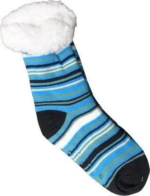 Produktbild von GKA Damen ABS Plüsch Kuschelsocken A11 blau gestreift Gr. 39-41 Winter Norweger Hüttensocken Socken Norwegersocken Hausschuhe