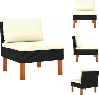 Produktbild von vidaXL Mittelsofa Poly Rattan und Eukalyptus Massivholz -  Gartensofaelemente
