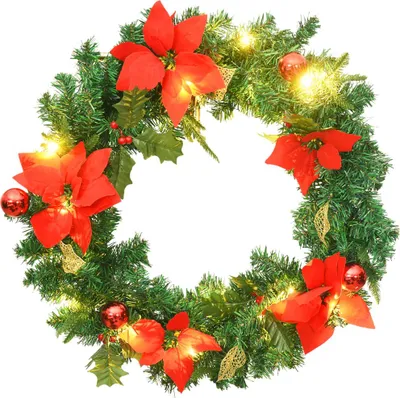 Produktbild von vidaXL Weihnachtskranz mit LED-Leuchten Grün 60 cm PVC