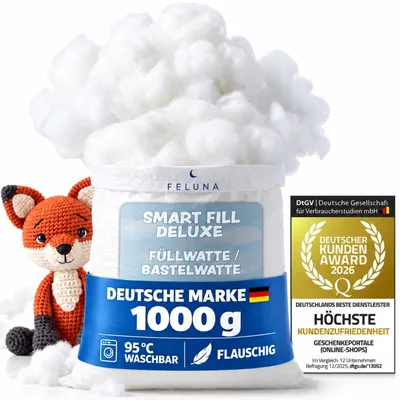Productafbeelding van Feluna Premium vulwatten, 1000 gram. Ideaal voor het vullen van kussens, knuffeldieren en doe-het-zelf projecten. Zeer volumineus, wasbaar en geschikt voor mensen met allergieën.