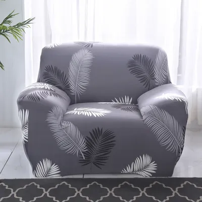 Obrázek produktu pro Elastický potah na pohovku 1 2 3 4místný slipcover stretch moderní vzor pohovka hodit pohovka kryt pohovka kryt pohovka (černé peří, 1 sedadlo 90cm-130cm)